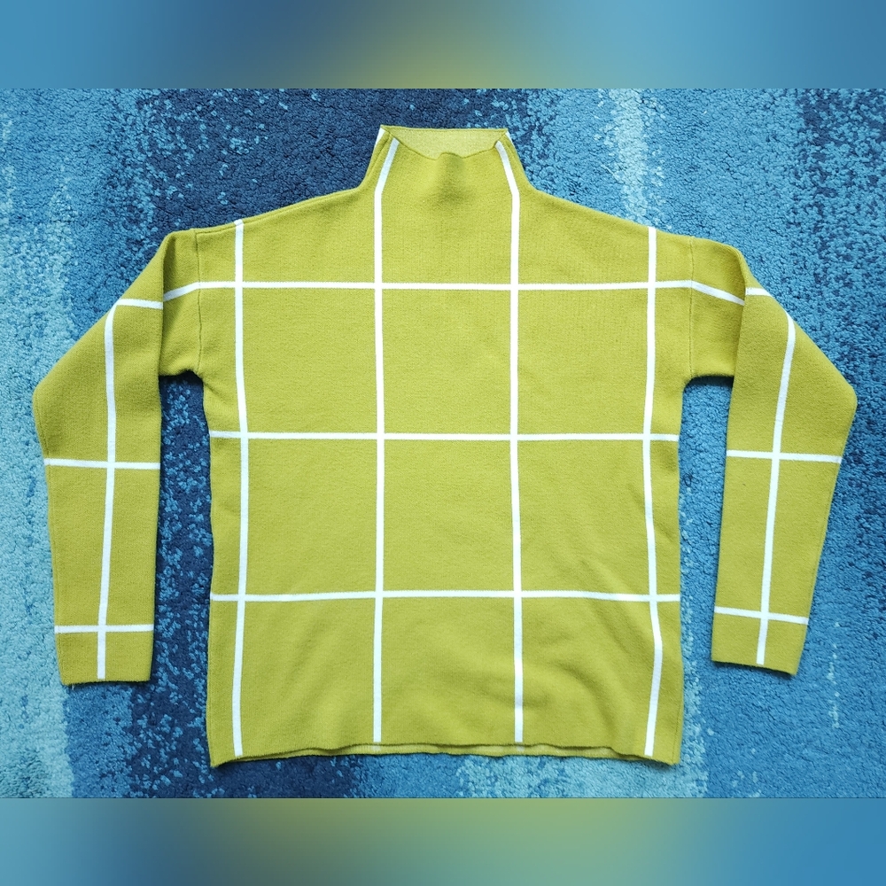 Tahari Grid Mockneck Sweater